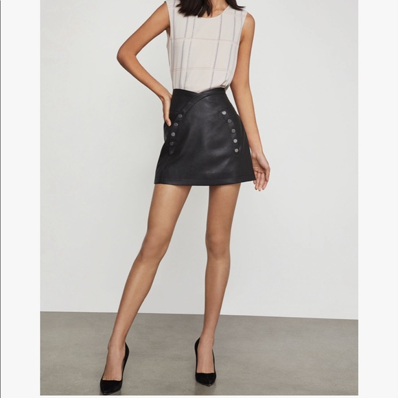 BCBGMaxazria Pleather Button Front Miniskirt 🔥 - Picture 2 of 3